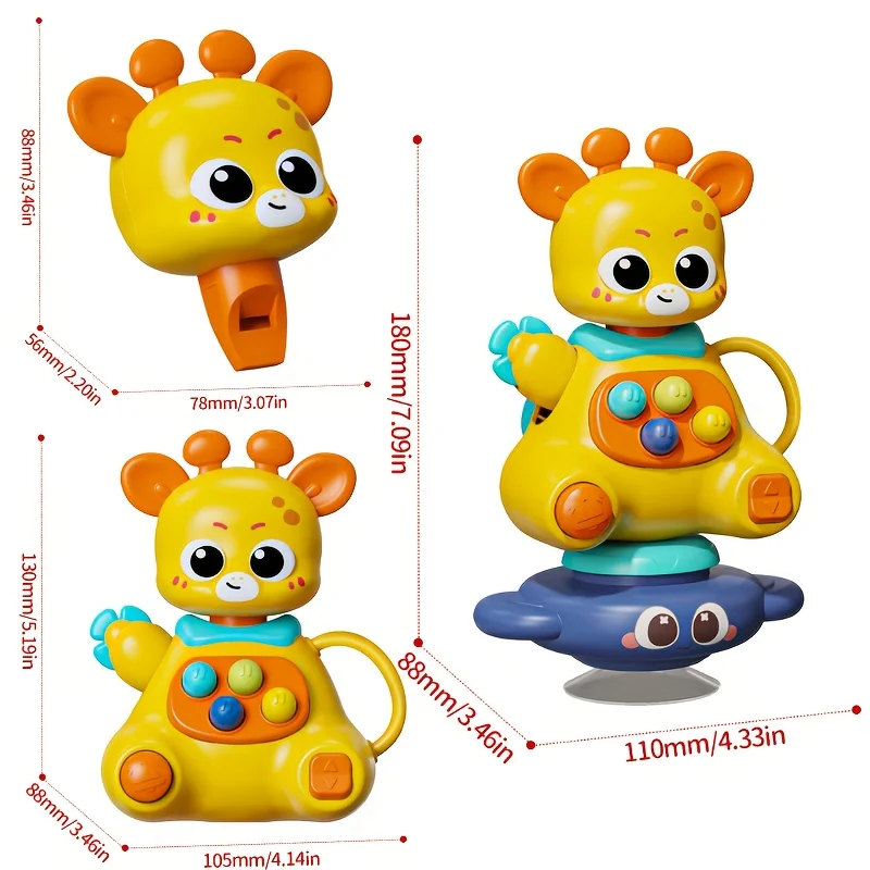 Interactive Giraffe Toy with Suction Cup, 360° Rotation ，ABS - Motor Skills Development Toy  (Christmas/Halloween Gift)