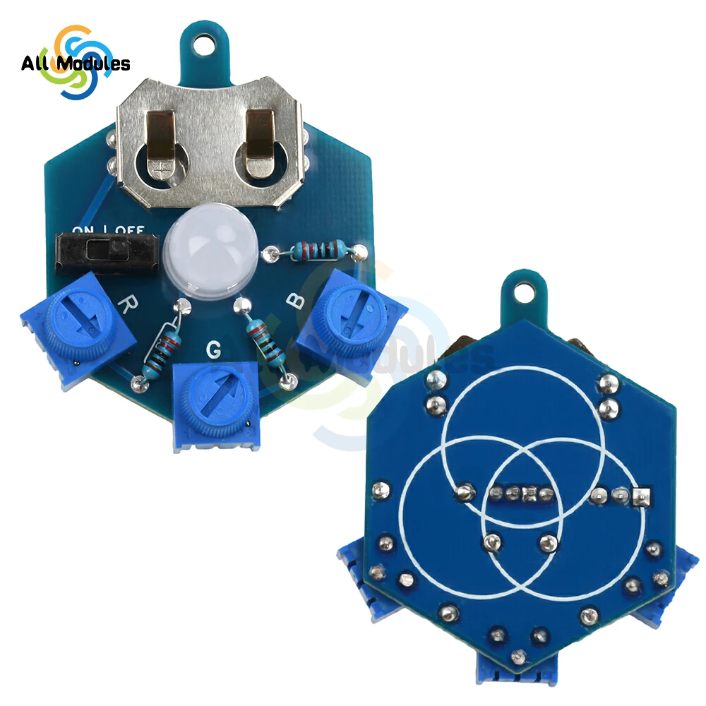 RGB LED Light Circuit Board Welding Practice DIY Electronic Beginner Learning Welding Fun DIY Kit for Student Laboratory