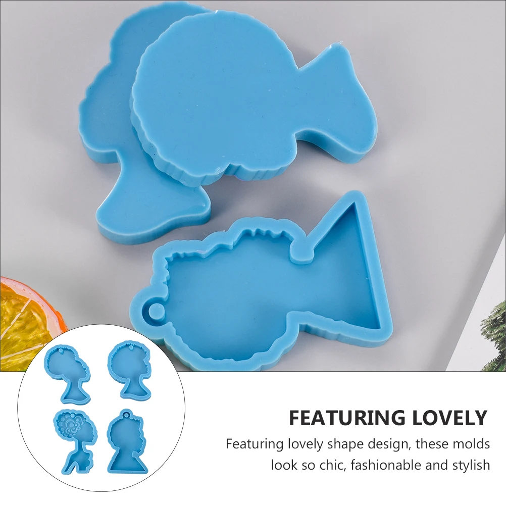 

4Pcs Keychain Pendant Silicone Resin Mold DIY Jewelry Casting Flexible Long Life Creative Crafts Resin Mold DIY Jewelry Mould