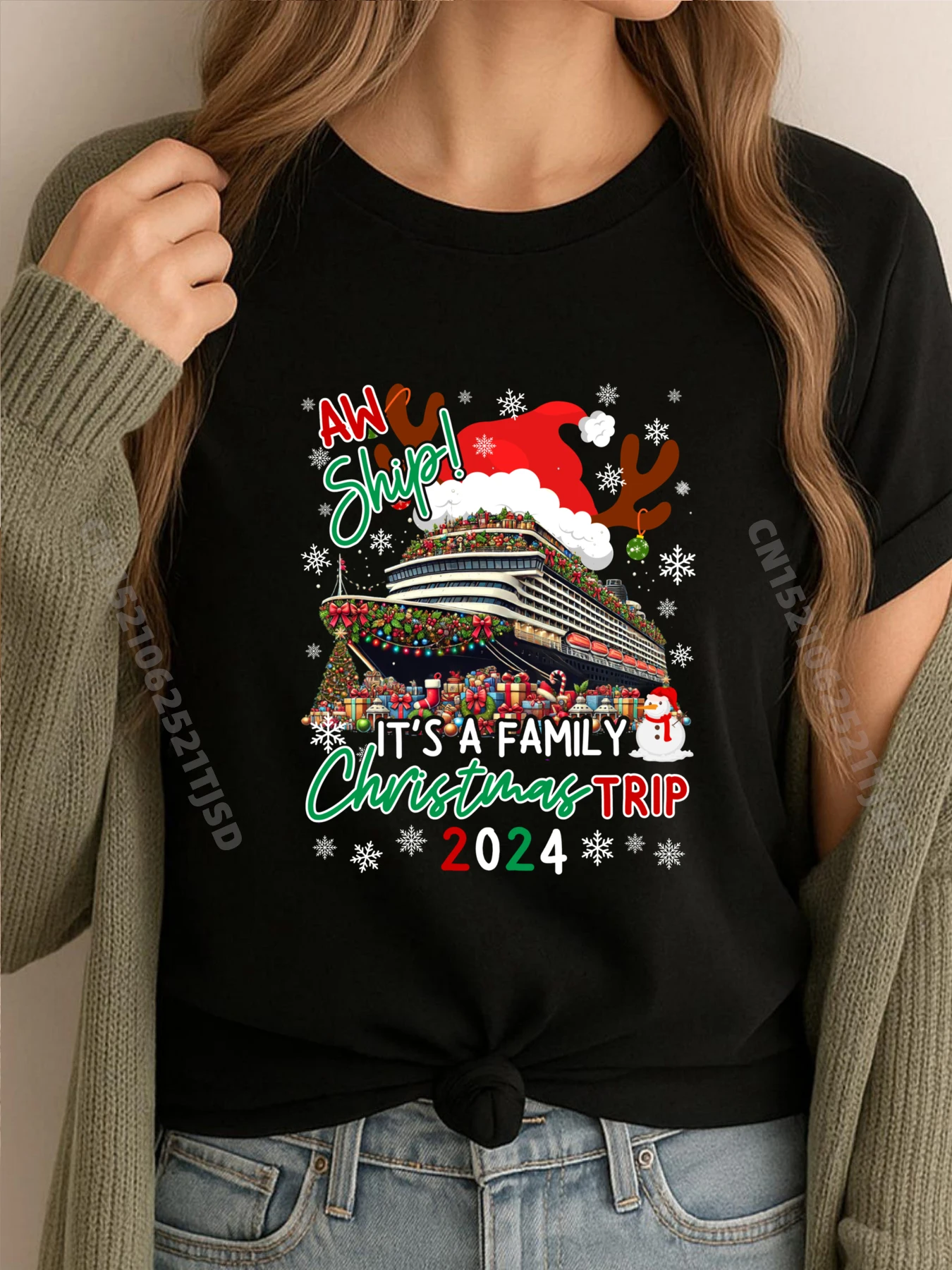 

Aw Ship Its A Christmas Cruise Trips Одинаковые рубашки для всей семьи Футболка с рисунком Camisas De Hombre Пасхальное воскресенье