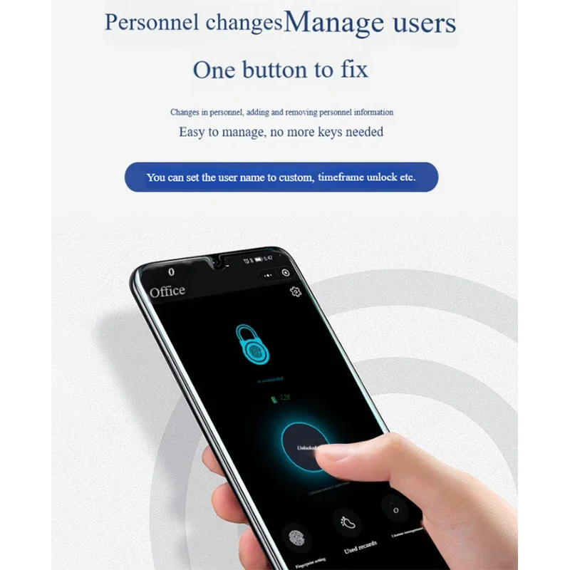 OKLOCK APP + Program + Fingerprint + Key Padlock Smart 100pcs Fingerprints Lock Phone Bluetooth Remote Authorization Unlocking