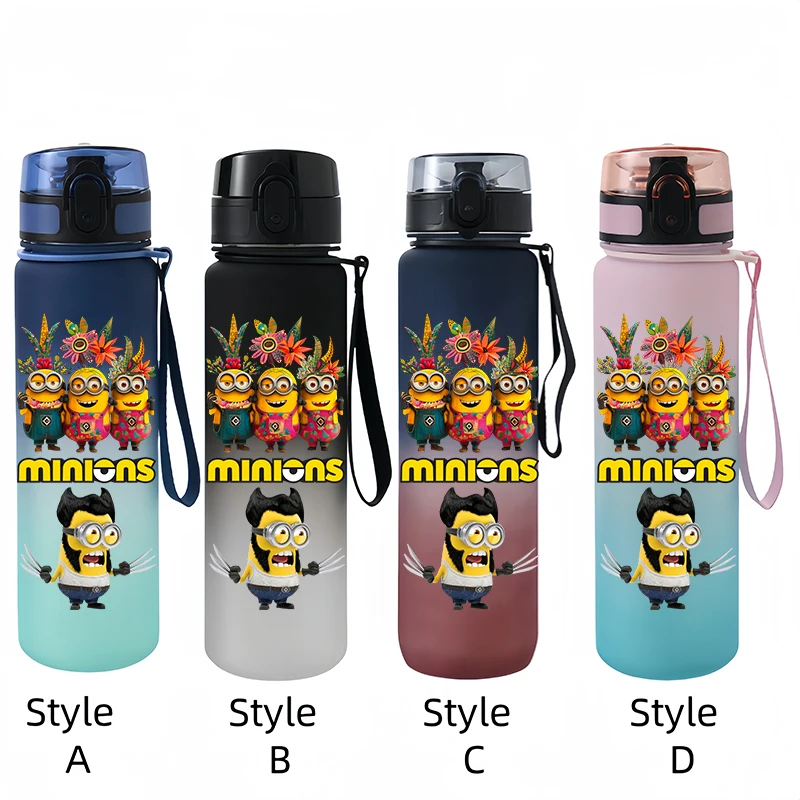 Spregevole Me Minions sport di grande capacità tazza d\'acqua all\'aperto bottiglia di plastica portatile da 650ML Anime Cartoon Cycling Off Road RUN