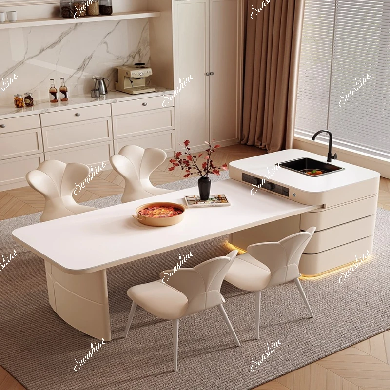 One-family retractable small apartment multi-functional island with sink