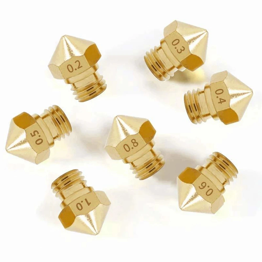 5pcs MK10 M6 Extruder Nozzle 1.75mm Brass 3D Printer Nozzle Extruder Print Head for Wanhao Dupicator D4/I3/Dremel QIDI Makerbot