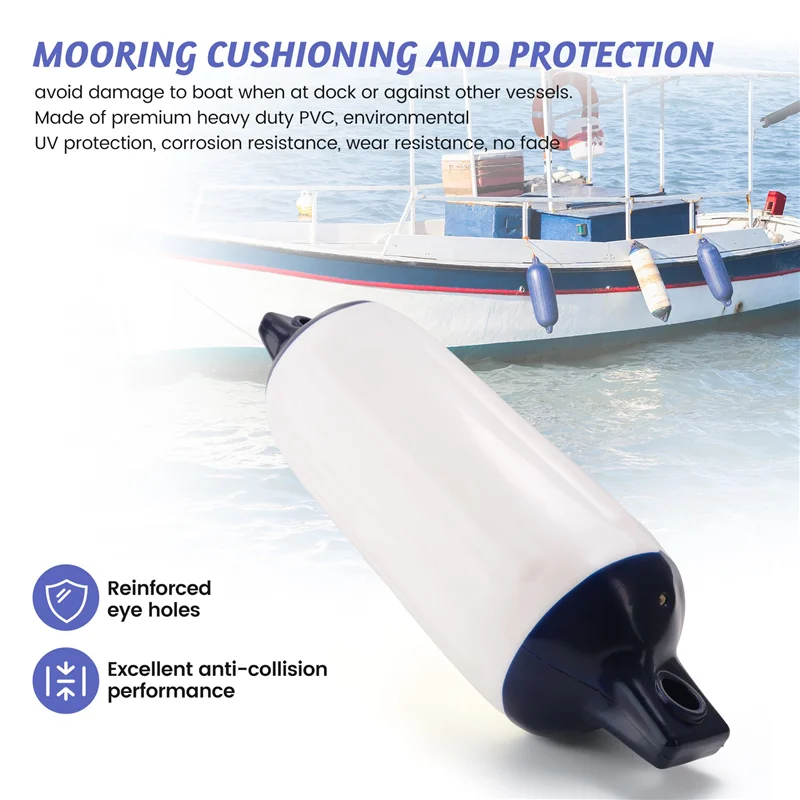 

AD78-2PCS Inflatable Boat Fender PVC Boat Anchor Fender Buoy Yacht Fenders UV Protection Ribbed Bumper Boat Accessories