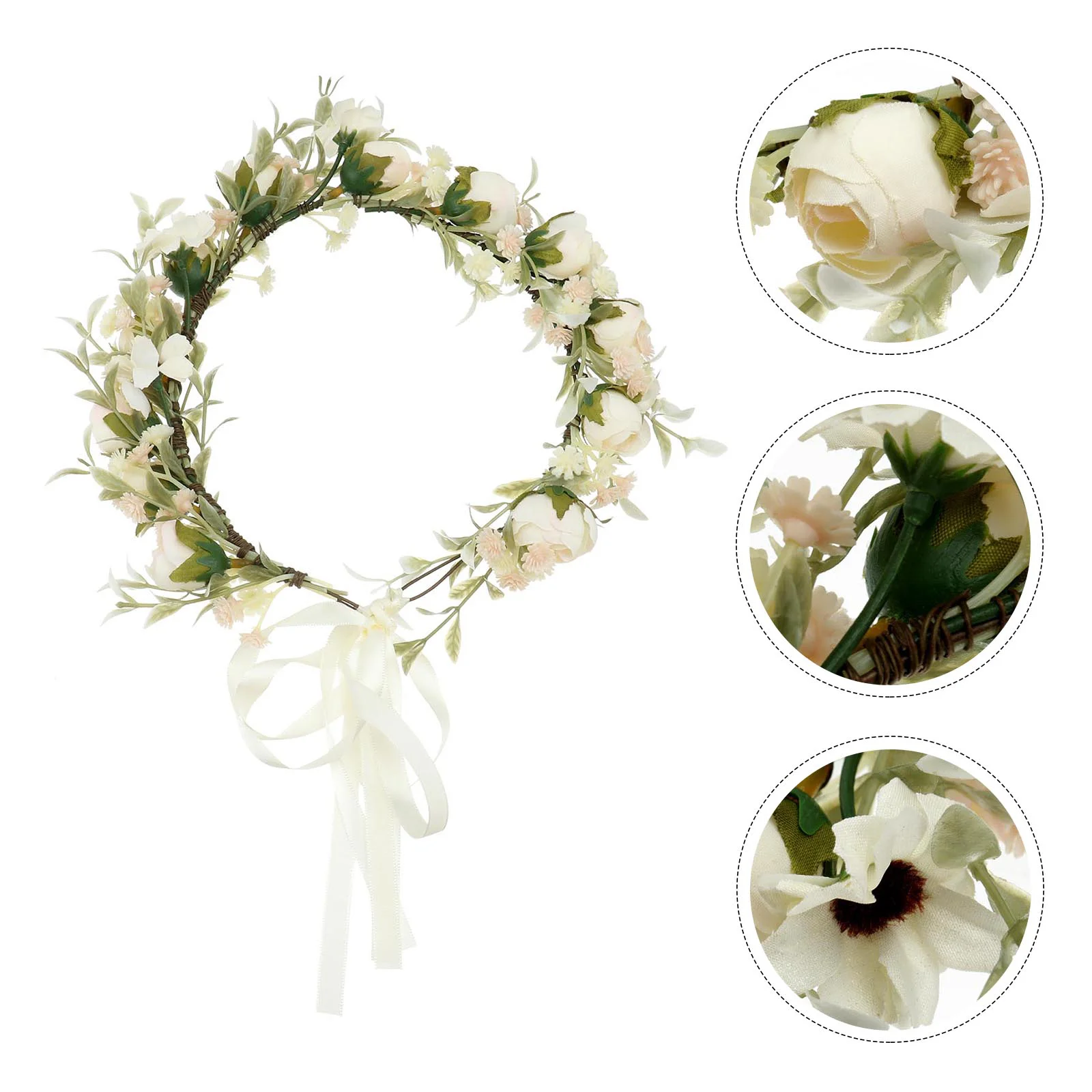 Wreath Tiara Wedding Hair Accessories for Women Flower Fancy Bride Garland Bohemian Headband Headdress