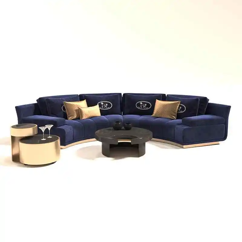 Stylish Living Room Furniture Fabric Curved Elastic Sectional Sofa