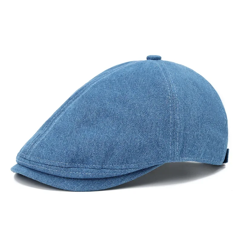 Spring and Summer Solid Denim Newsboy Caps Men Flat Peaked Cap Women Painter Beret Hats 102 image 4