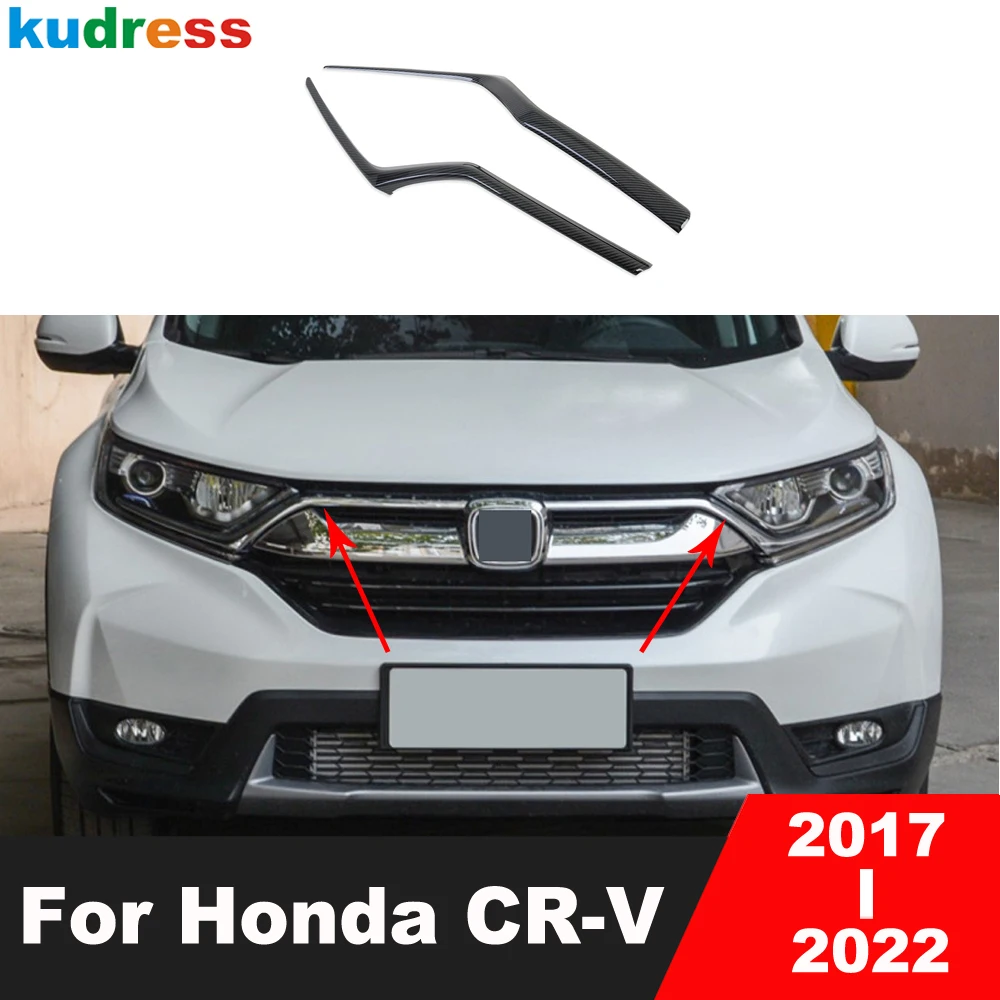 Front Grille Grills Cover Trim For Honda CRV CR-V 2017-2019 2020 2021 2022 Carbon Fiber Car Upper Racing Grill Strip Accessories