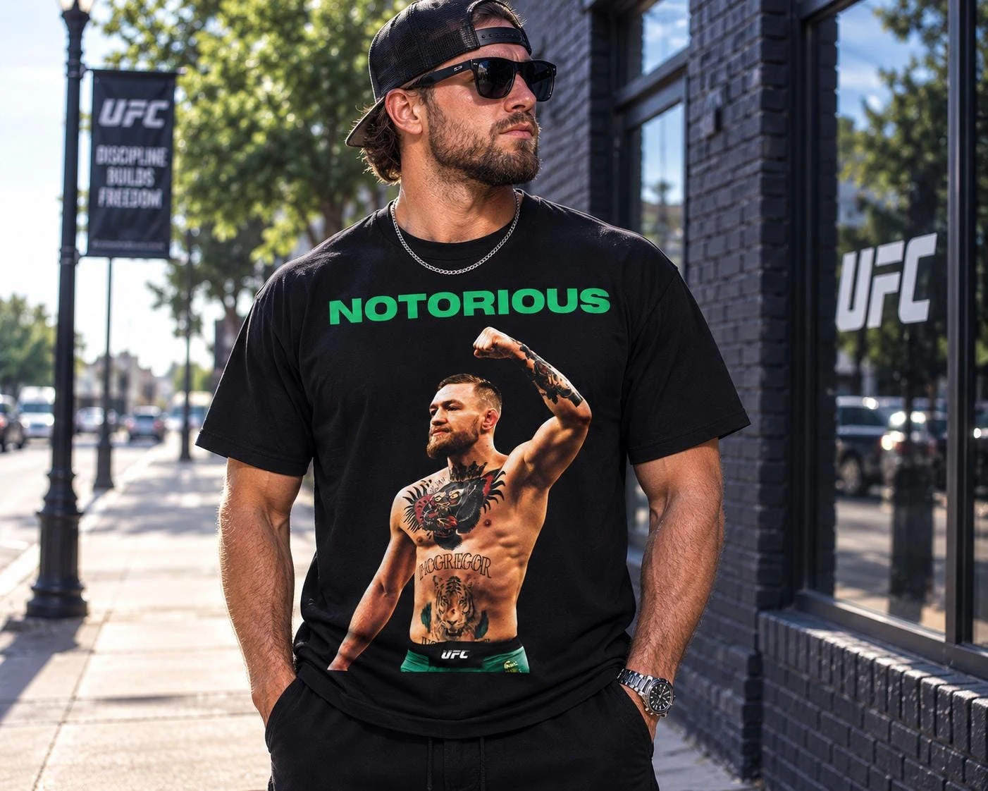 Men's Retro Printed T-shirt Featuring Legendary Fighter Conor McGregor, A Gift for Fighting Enthusiasts