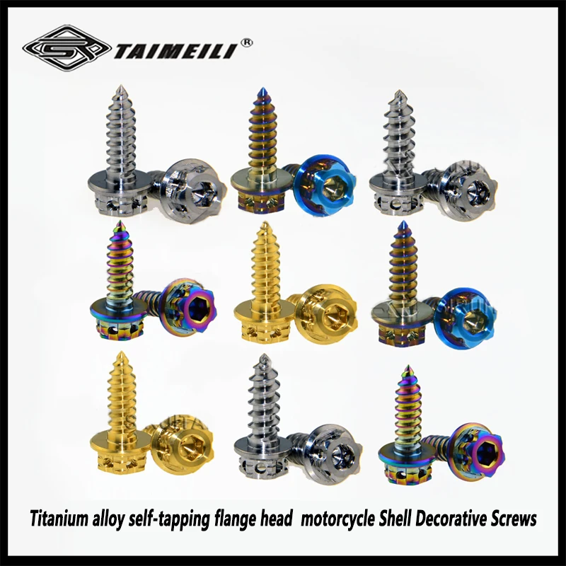 TAIMEILI Titanium Alloy Flange Self-Tapping Screw M4x15/M5x15/25/M6x17mm - 5Pcs Modification and replacement