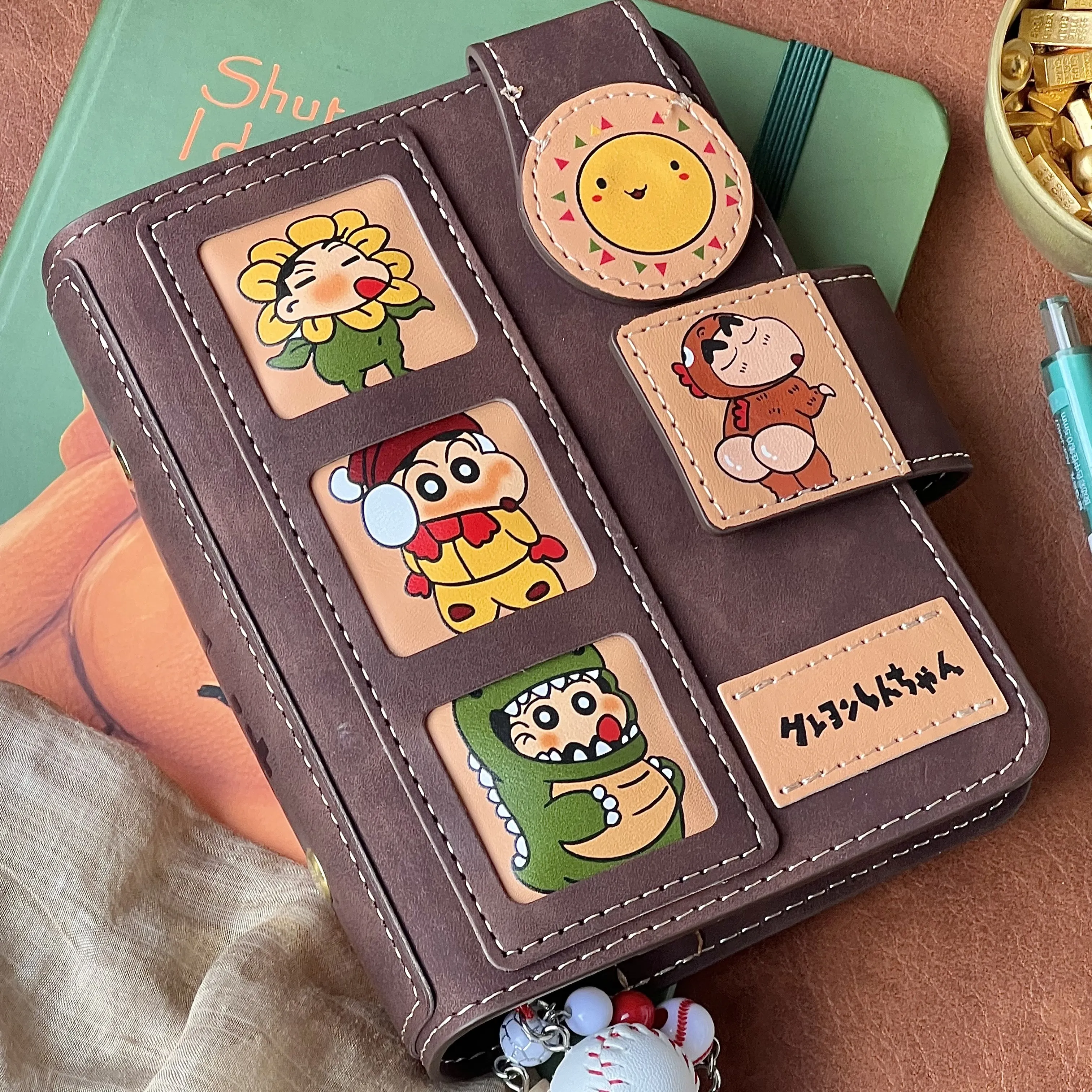 Brown Cartoon A7 Notebook Case With White Blank Inner Page Loose Leaf Notebook Suitable For Student Portable Pocket Book Planner