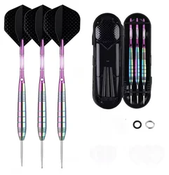 Professional Dart Set 24G Metal Steel Tip Rainbow Barrel Darts with Nylon Shaft Protector Dart Set for Beginners Dart Player3pcs