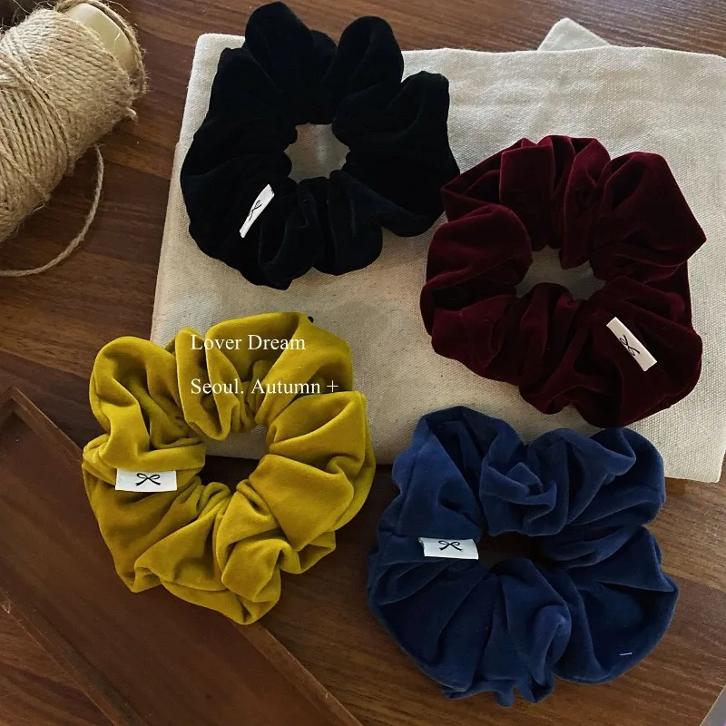 

Girls Korean Autumn Winter New Bow Scrunchy Velvet Hair Tie for Women French Style Elegant Hair Accessories INS Casual Hair Band