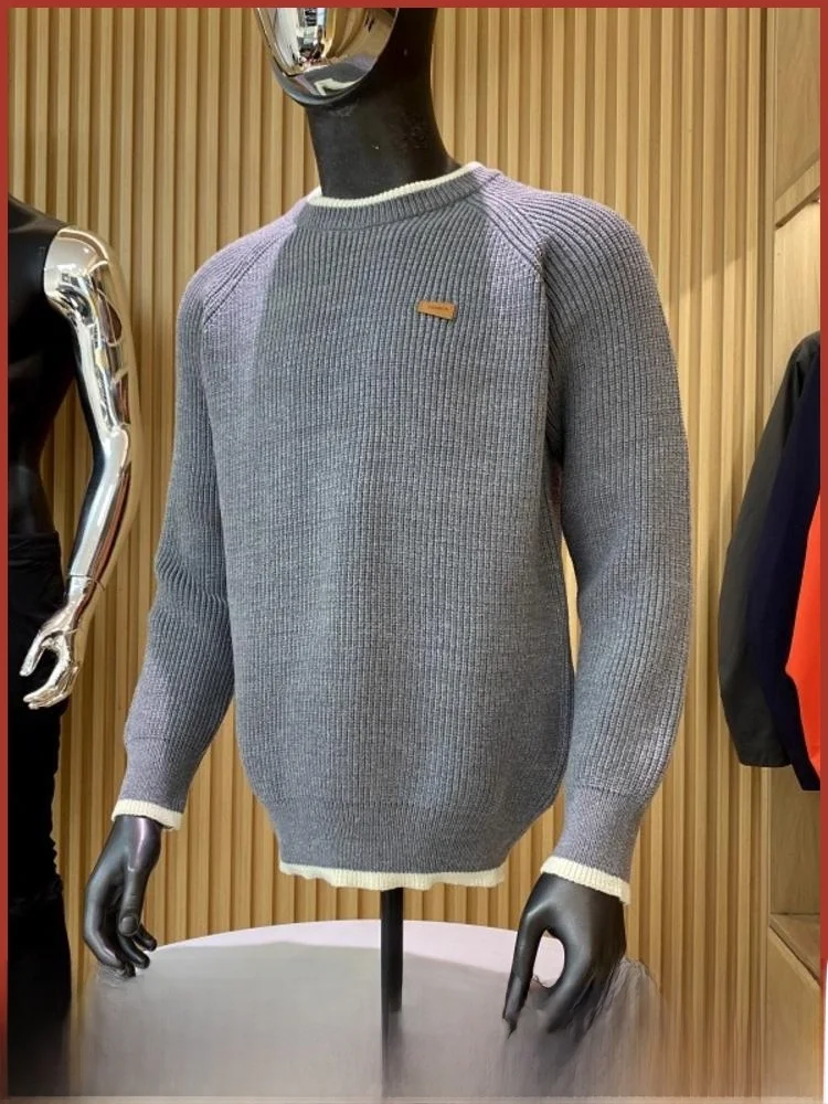 

Comfortable Loose Knitted Men's Sweater oulder Sve round Ne Pullover Soft Polyester Blend Autumn Winter Faion Casual