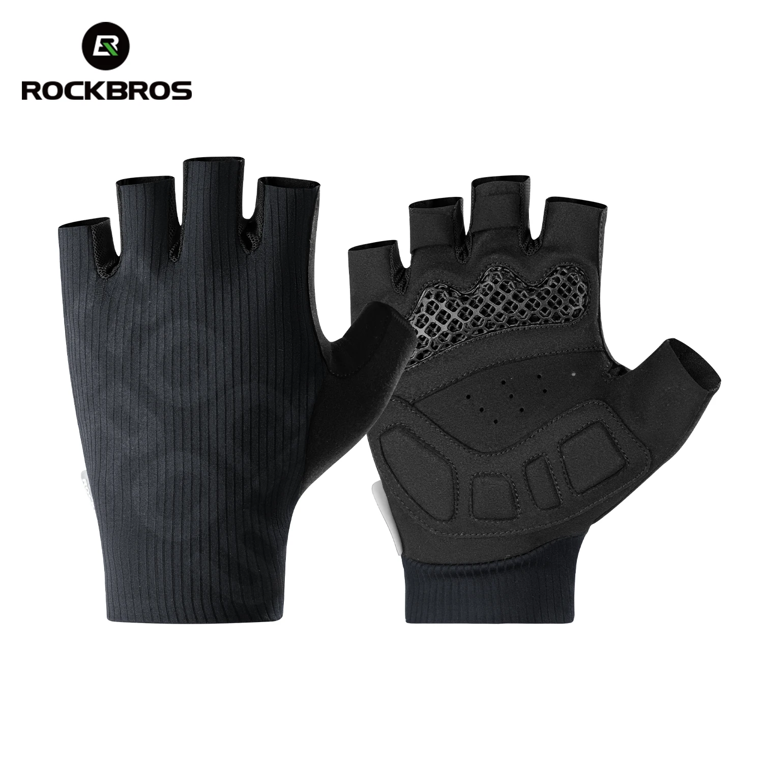 ROCKBROS Cycling Gloves Breathable Sweat-Wicking Net Bicycle Half Gloves High Stretch Fabric 3D Printing Pad Sports Bike Gloves