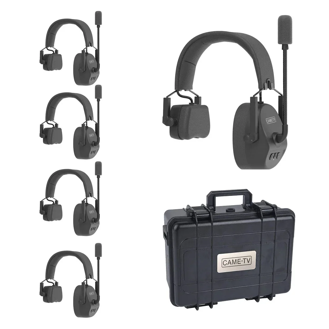 5-Person Full Duplex Wireless Intercom Headset Communication System, Dual Ear Headsets, Up To 1000ft Range