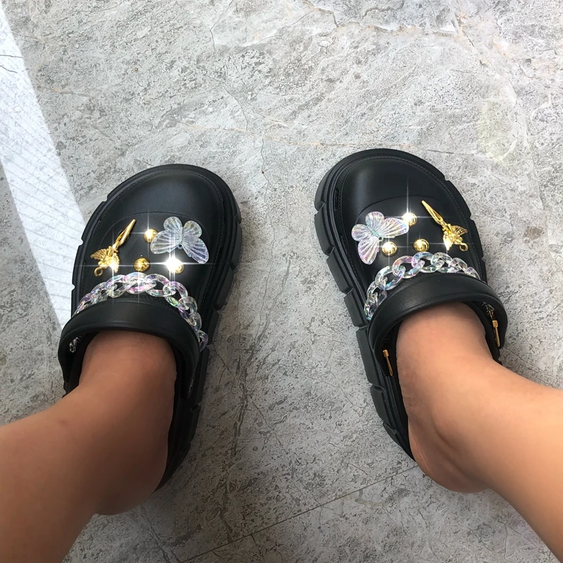 Fashion Women Slippers Sandals Punk Platform Clogs With Charms Thick Sole EVA Flip Flops Comfortable Casual Shoes For Female 41