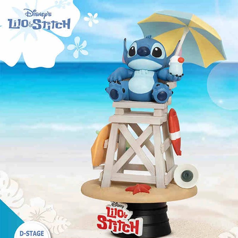 Disney Interstellar Baby Stitch Summer Vacation Surfing Figurine Cute Creative Desktop Decoration Birthday Gift For Girls