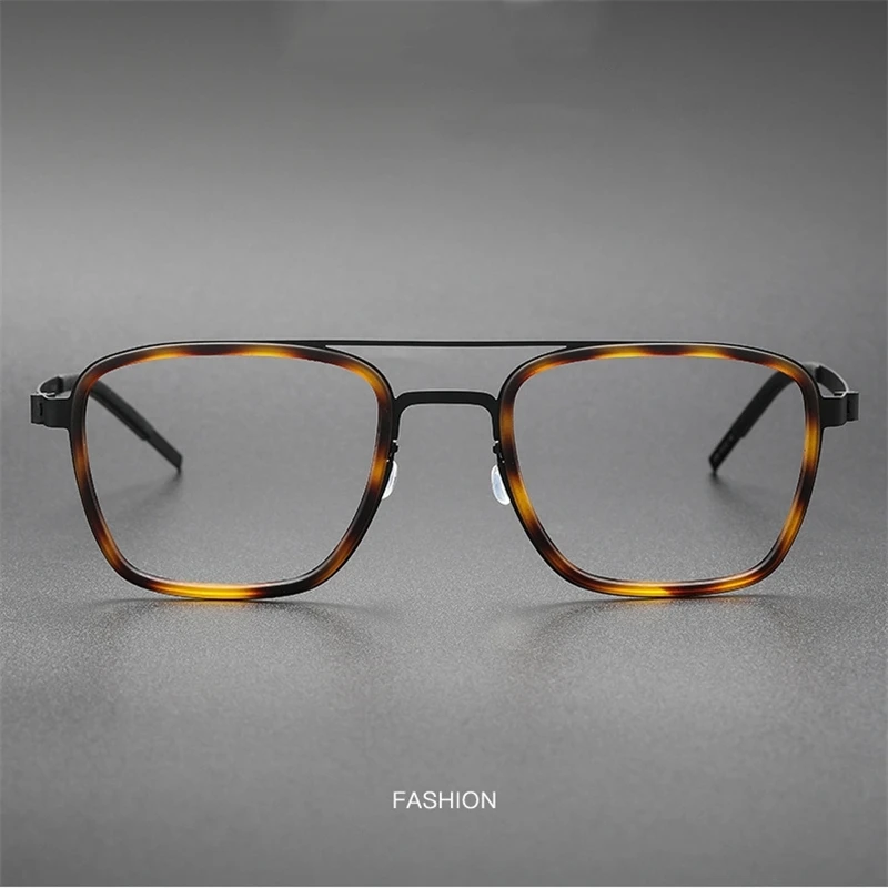 Denmark Square Titanium Frame Glasses Men 9708 Screwless Eyewear Double Bridge Optical Eyeglasses Spectacle Eye Glasses for Men