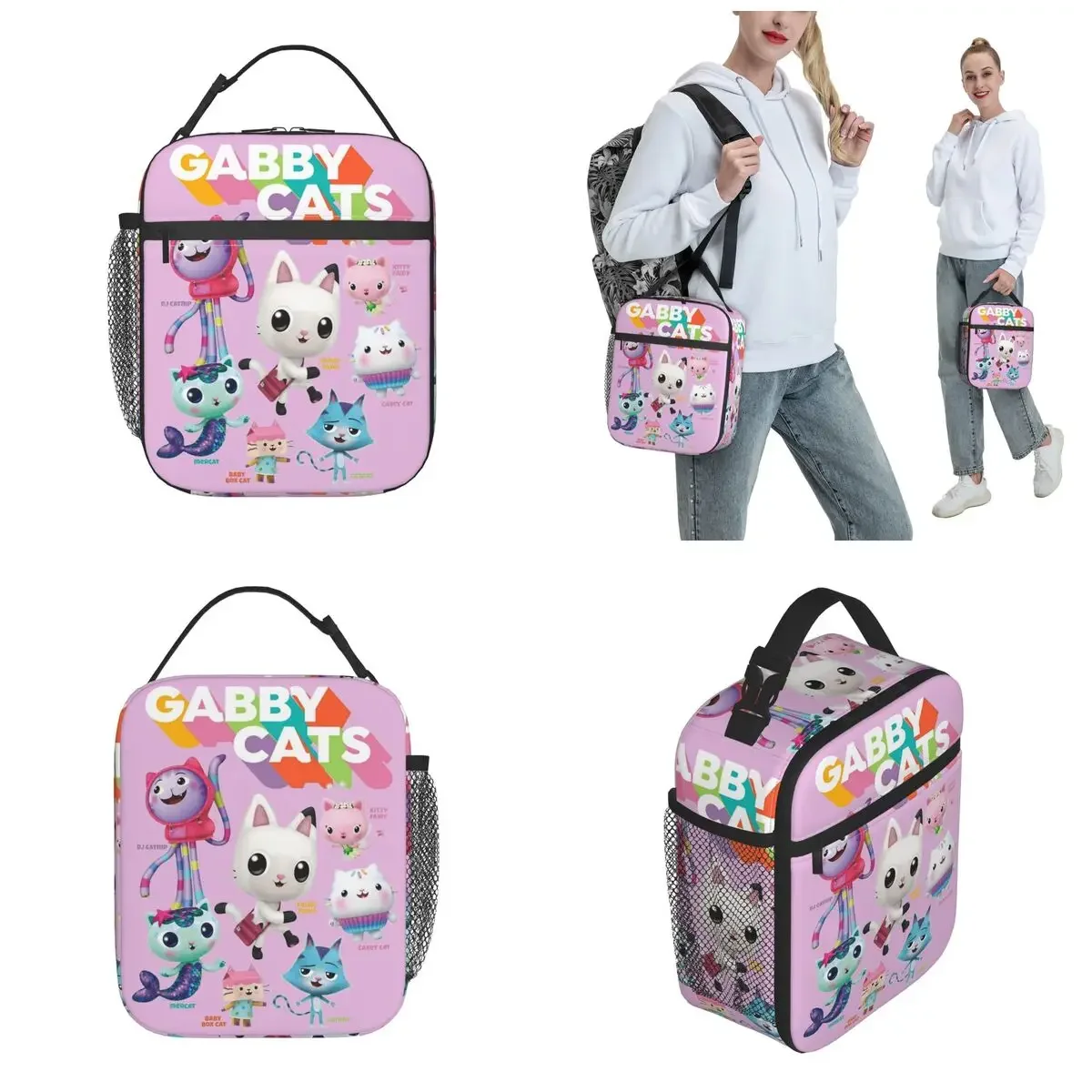 Gabby's Dollhouse Gabby Cats Thermal Insulated Lunch Bags for Office Portable Food Container Bags Cooler Thermal Food Box