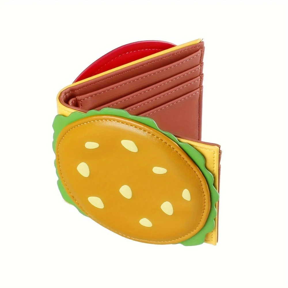 

Fashion Cute Burger Shaped ID Card Bag Multifunctional Portable Wallet Money Bag PU Leather Money Coin Purse Women Men