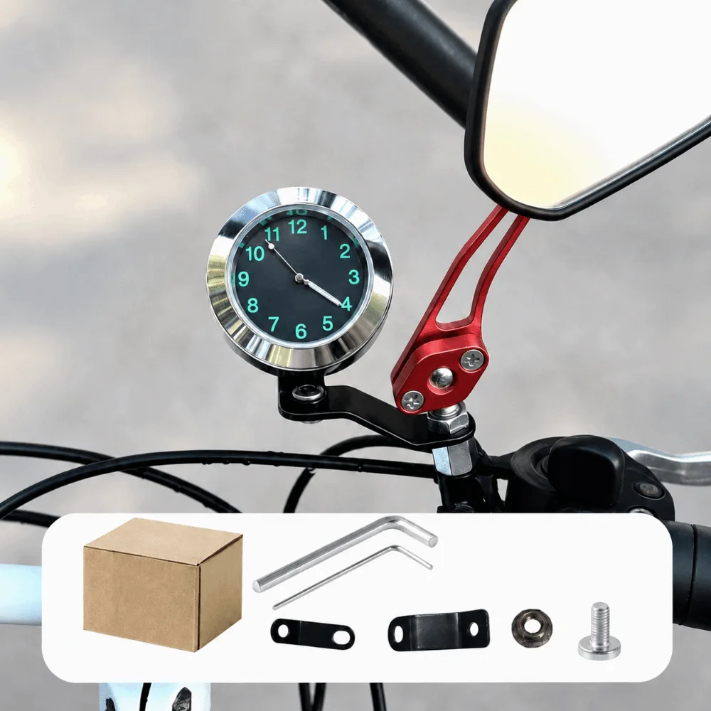 Aluminum Motorcycle Clock Rearview Mirror Mount Luminous Dial Universal Bicycle Clock Time Display Waterproof Moto Clock