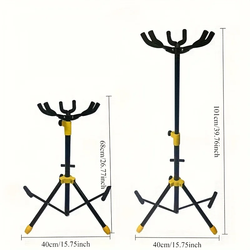 Three-Head Upright Guitar Stand, Electric Bass Floor Storage Rack, Performance 3-Head Guitar and Bass Multi-Storage Rack