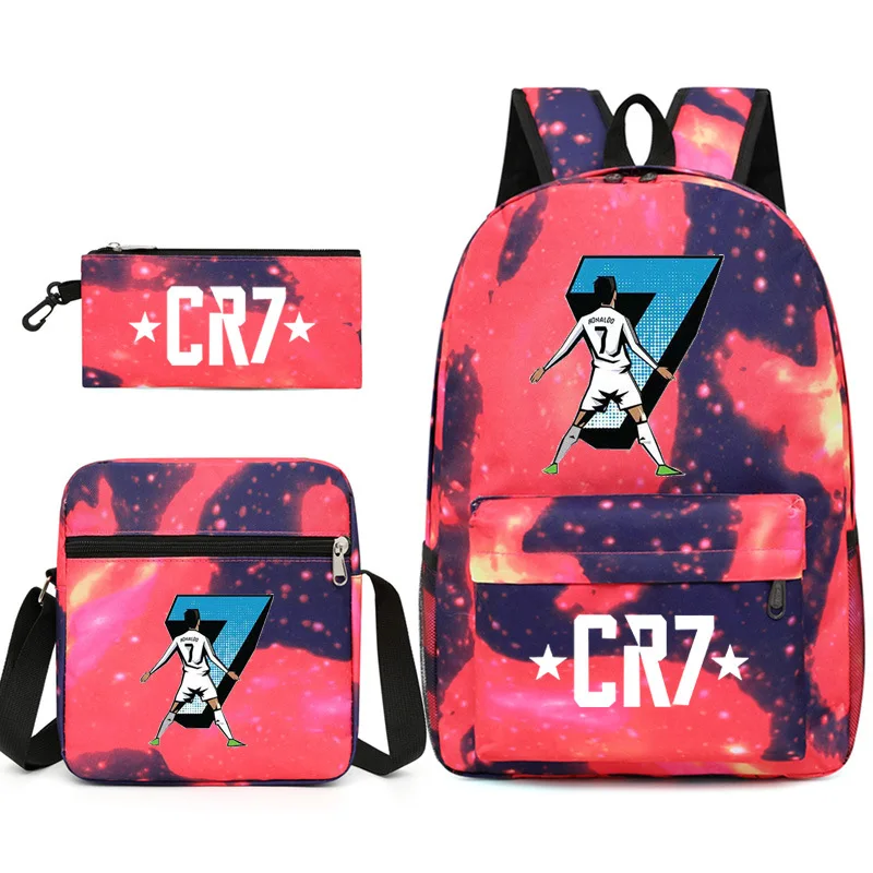 New 3pcs CR7 Backpacks Simple Style Lightweight Boys Girls School Bags Capacity Teens Laptop Backpack Women Men Travel Mochilas