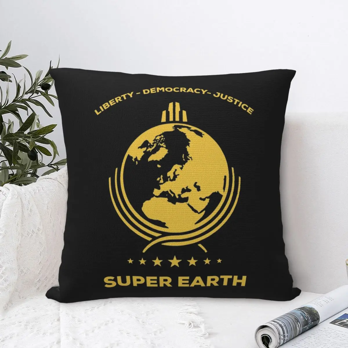 Super Earth Diving Into Hell Square Pillowcases Polyester Home Helldivers Cushion Case Creative Throw Pillow Case 45*45