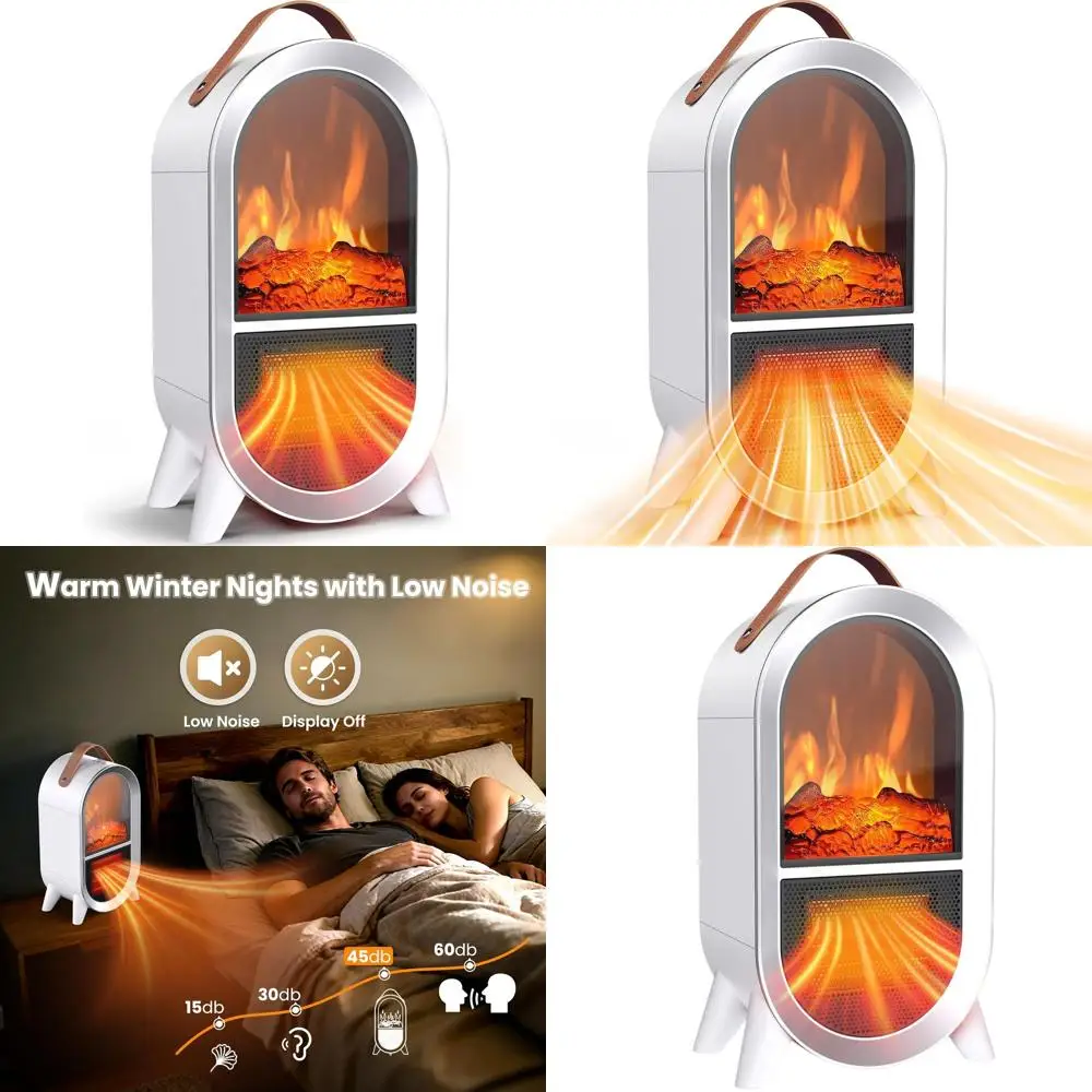 

Компактный электрический каминный обогреватель мощностью 1500 Вт/750 Вт с 3D-пламенем, термостатом и функцией безопасности для дома и офиса