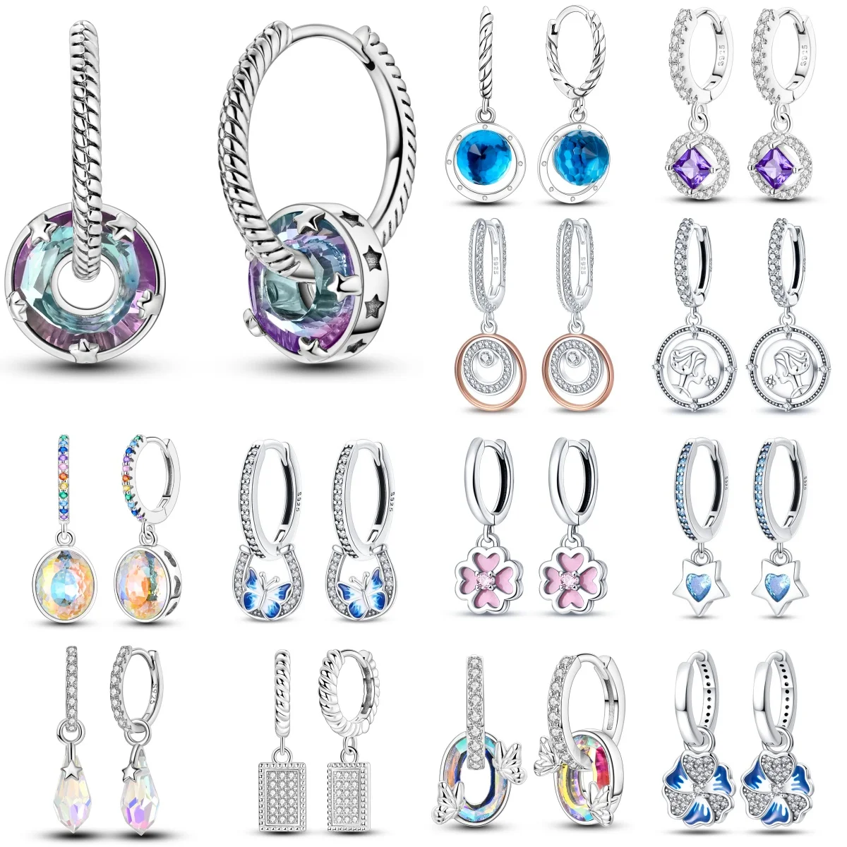 

925 Sterling Silver Starlight Crystal Circular Eardrops Drop Earrings Women Earrings Charm Fashion Versatile Party Jewelry Gifts
