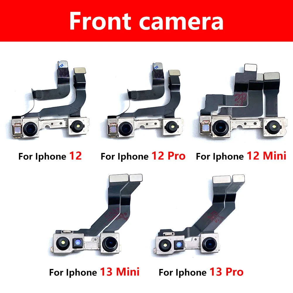 NEW Tested For iPhone 12 13 Pro Max Back Rear Camera Module Flex Cables + Front Facing Camera Replacement For 12 13 mini