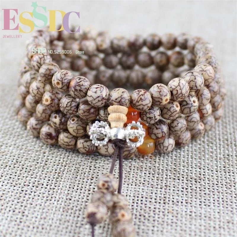 New Primary Color Small Thread Bodhi 108 Beads Bracelet Bloody Goldthread Rosary Folk Style Jewelry Wholesale
