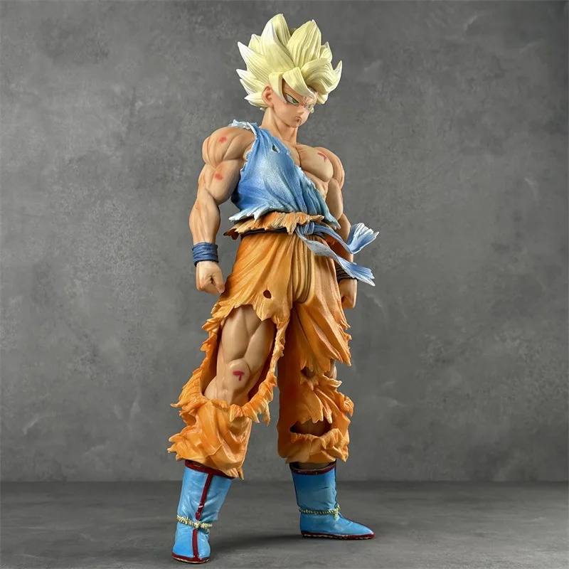 44cm Dragon Ball Super Saiyan Battle Damage Son Goku Anime Figure Pvc Statue Desktop Ornament Action Figurine Decor Figurine