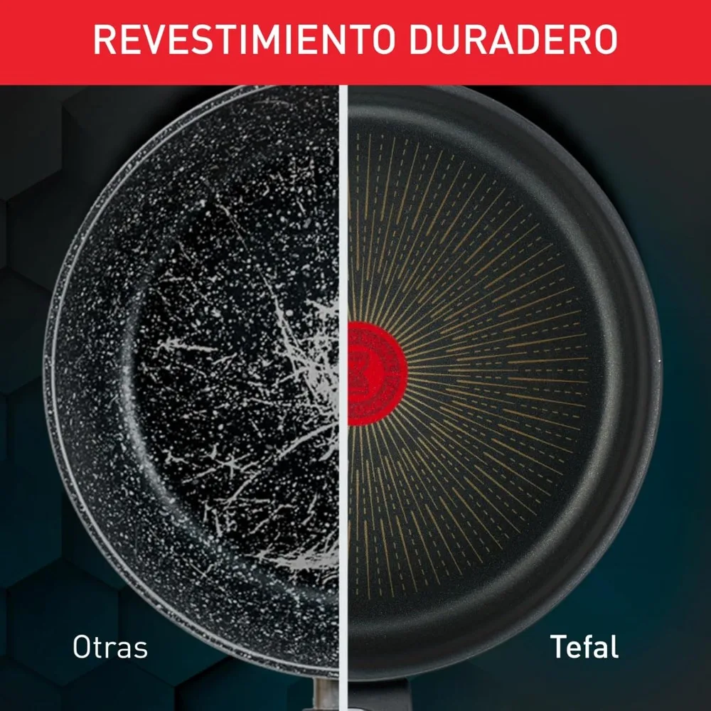 تيفال غير محدود - Sartén alta de 24 cm con revestimiento resistente، إشارة حرارية، apta para gas، vitroceramka، eléctricas
