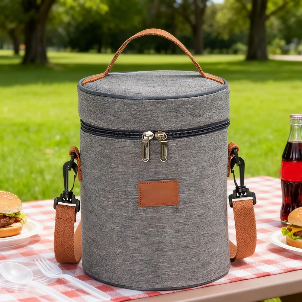 Oxford Cloth, Insulated Lunch Bag Aluminum Film EPE Pearl Cotton Thermal Food Tote Square/Cylinder Shape Cooler Lunch Bag