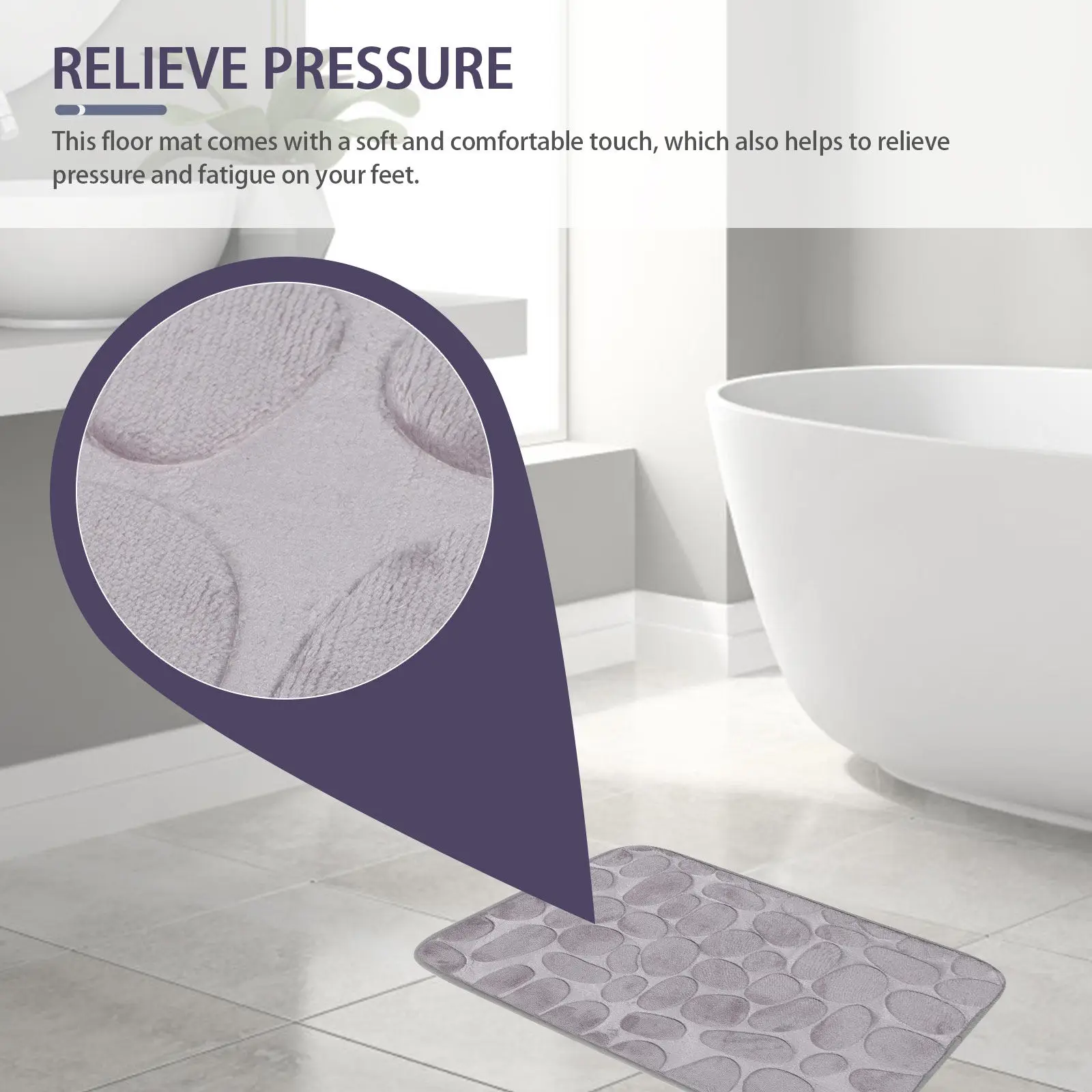 1Pcs Pebble Pattern Non-Slip Floor Mat Soft Comfortable Bathroom Living Room Bedroom Decorative Anti-Skid Ground Mat Creative