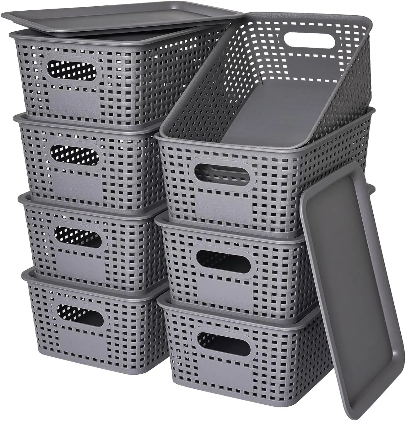 

Plastic Storage Baskets with Lid-Plastic Storage Containers Stackable Storage bins: Storage Baskets