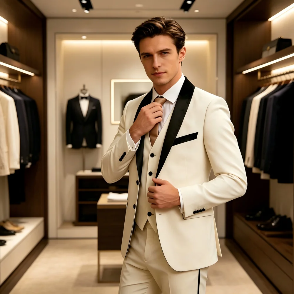 

Элегантный мужской костюм-тройка Slim Fit ST Cassy высокого качества для офиса, отдыха и торжественных мероприятий