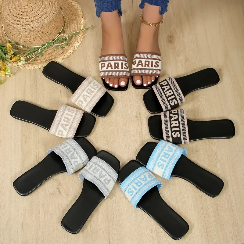 Luxury Sandals Summer Women Slippers Fashion Designers Sandals Vacation Beach Shoes Color Matching Letter Ladies Flat Slippers