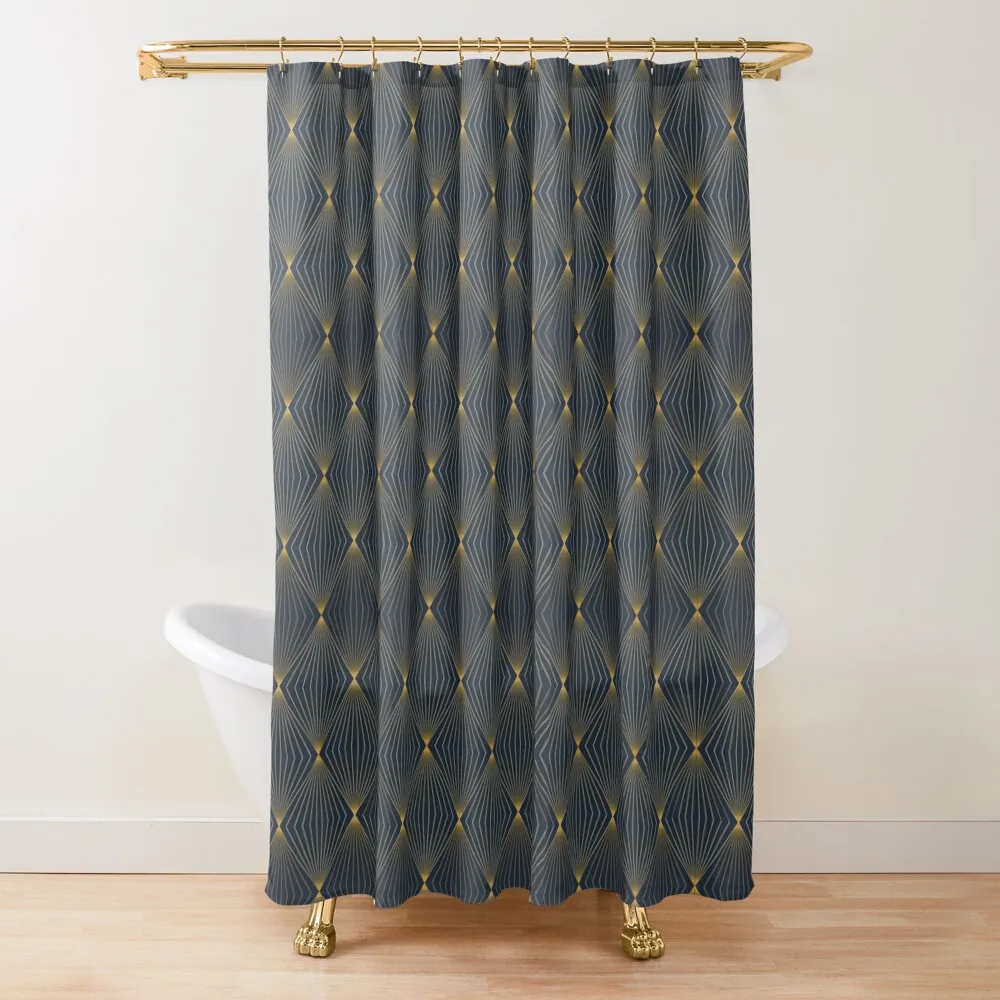 

Art Deco diamond pattern navy and gold Shower Curtain Cover Shower Sets For Bathroom Curtain