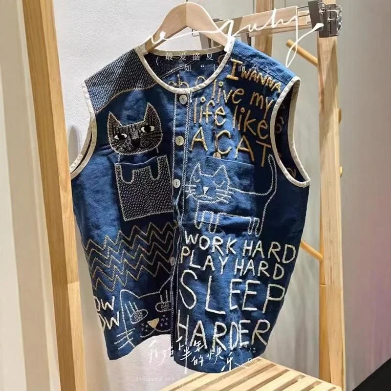 

Large Size 300 Pou Vintage Linen Vest Men's Oversized Layering oulder Pad irt American Casual Loose Fit Teenage Faion