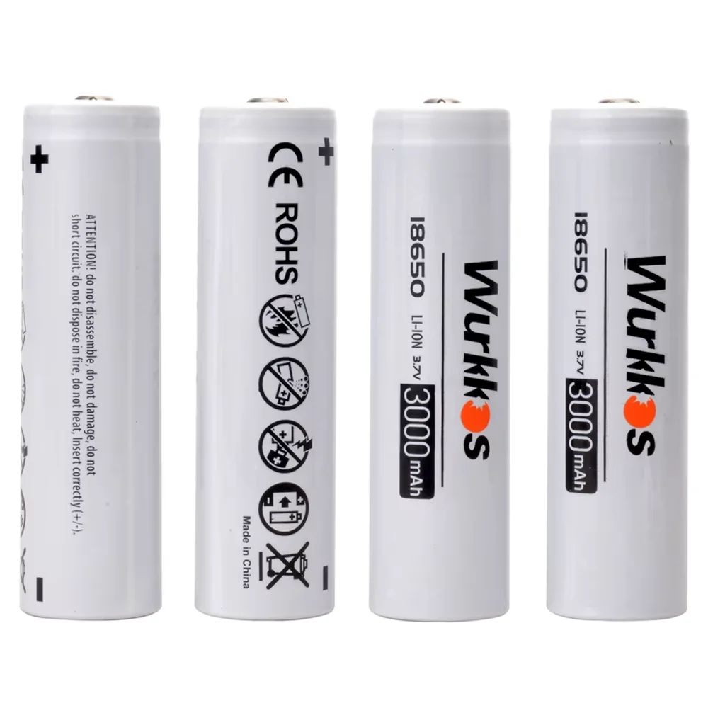 Wurkkos  3.7V 18650 3000mAh Rechargeable Li-ion Battery with USB-C Chargering Port  Rechargeable Batteries