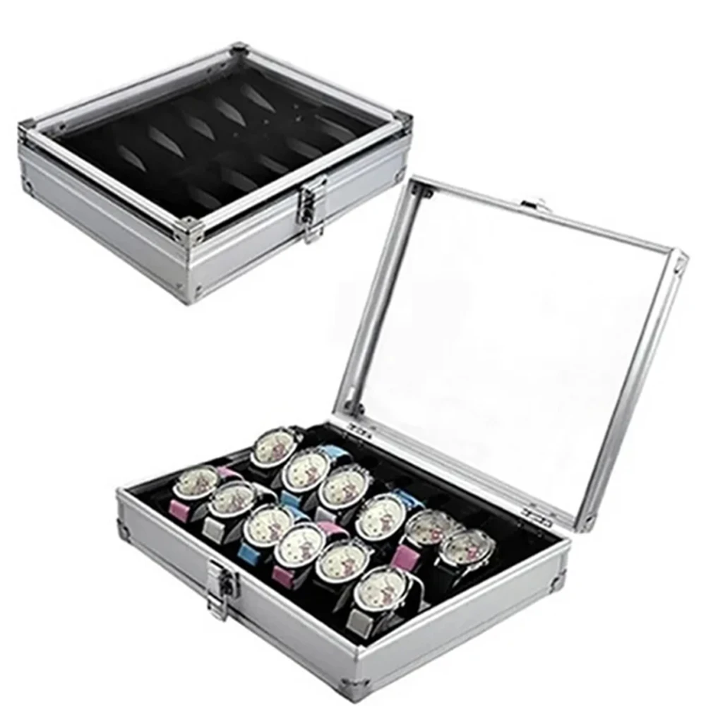 1pc Watch Display Storage Case 6/12 Grid Jewelry Watches Display Storage Box Square Case Suede Inside Rectangle Watch Holder