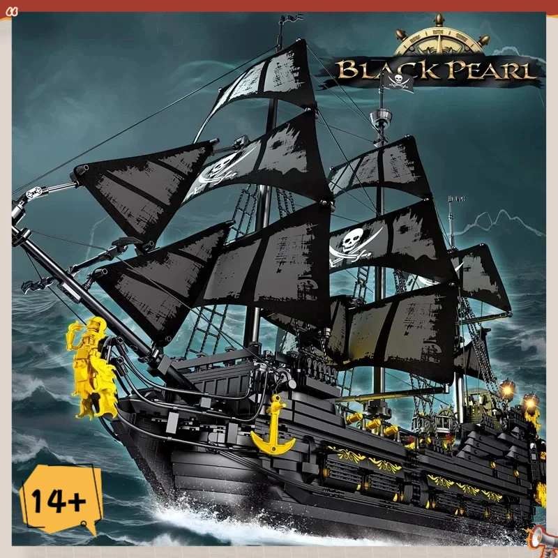 4708PCS Black Pearl Pirate Ship Model Building Blocks Movie Skeleton Adventure Boat Assembly Bricks Set Kids Toys Birthday Gifts