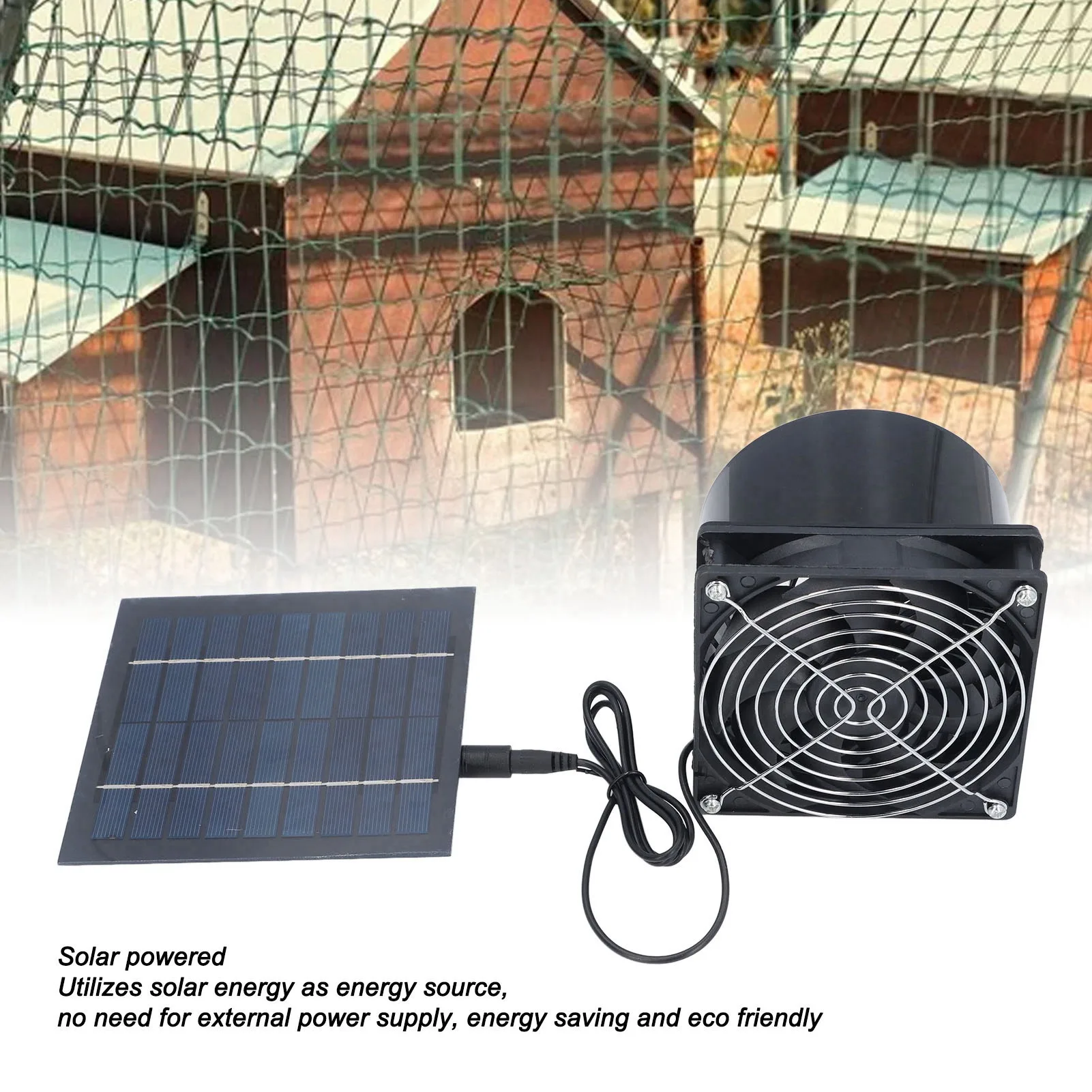 

Solar Powered Exhaust Vent Fan 5W Professional Energy Saving Solar Powered Duct Fan for Outside for Dog House for Chicken Coop