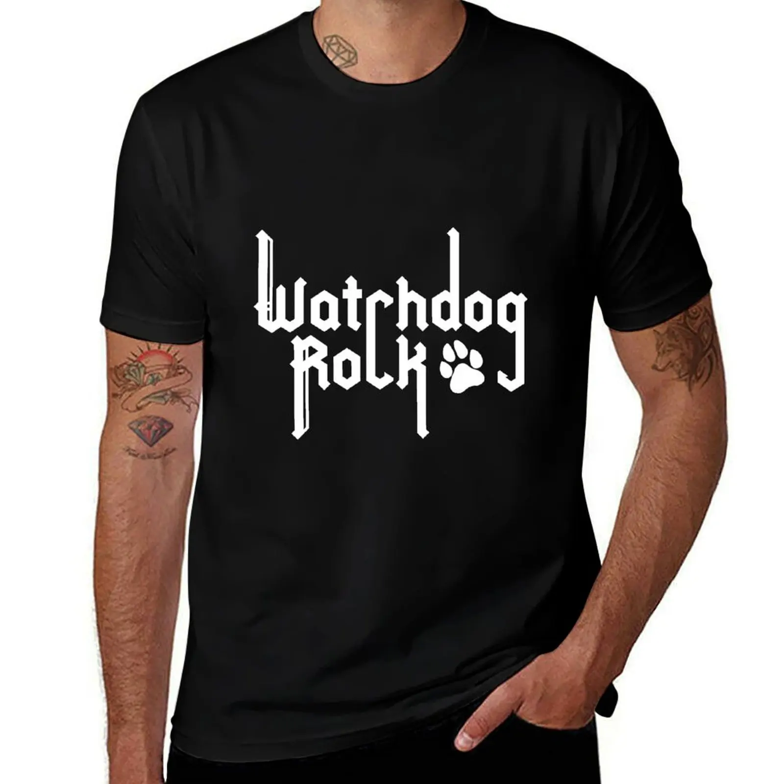 

watchdog rock (white) T-Shirt Short sleeve tee funny meme t-shirts anime shirt mens t shirts top quality