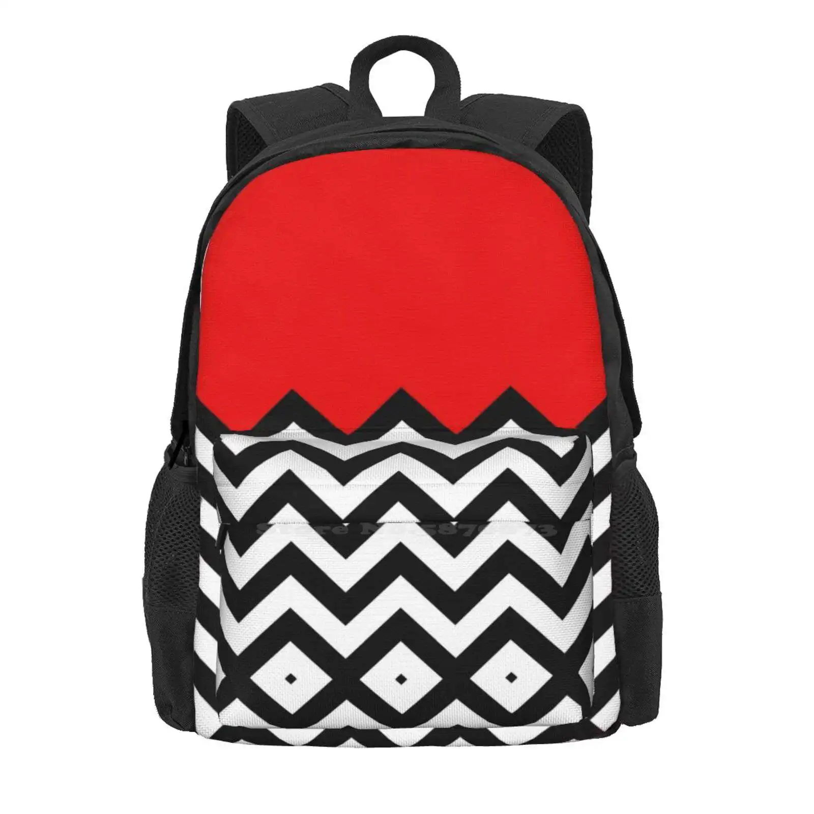 Twin Peaks-Black Lodge Pattern School Bag Big Capacity Backpack Laptop 15 Inch Twin Peaks Fire Walk With Me David Lynch Mark