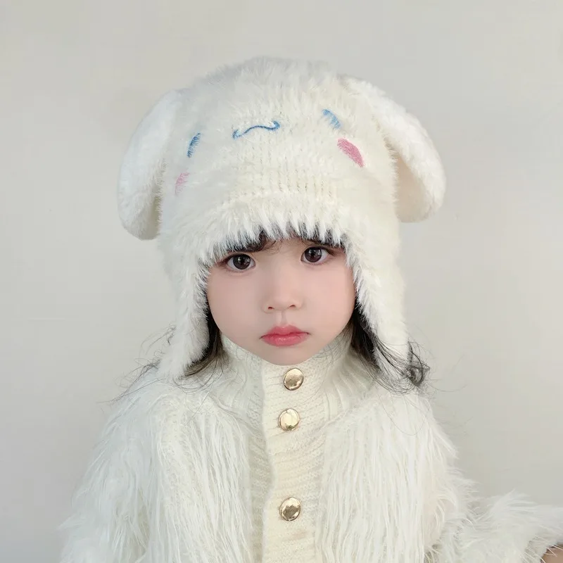 

Детские шапки, осенне-зимняя вязаная шапка с героями мультфильмов для молодых девушек, уличная теплая шапка с ушками